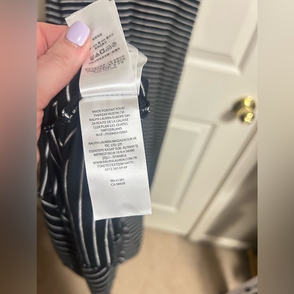 Lauren Ralph Lauren Black & White Stripe Short Sleeve Maxi Dress Size Large - Picture 4 of 7